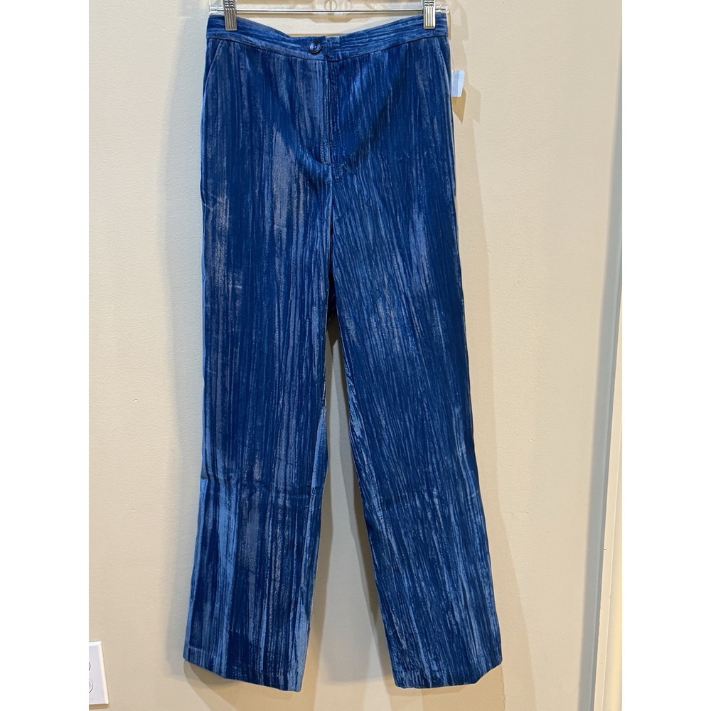 Stella Nova Pants Livi straight velour blue size‎ 36 US 6 Textured - Picture 3 of 9